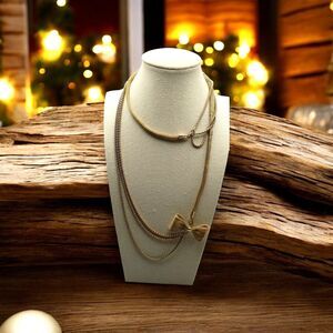 Gold Tone Mesh Neckace 70s 80s 30" Vintage Glam Jewelry Fashion Cocktail Party